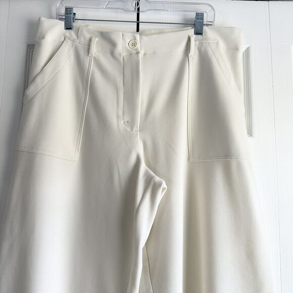Max Studio London Wide Leg Culotte Pants XL Off White Stretch Pull On Minimalist - Picture 2 of 12